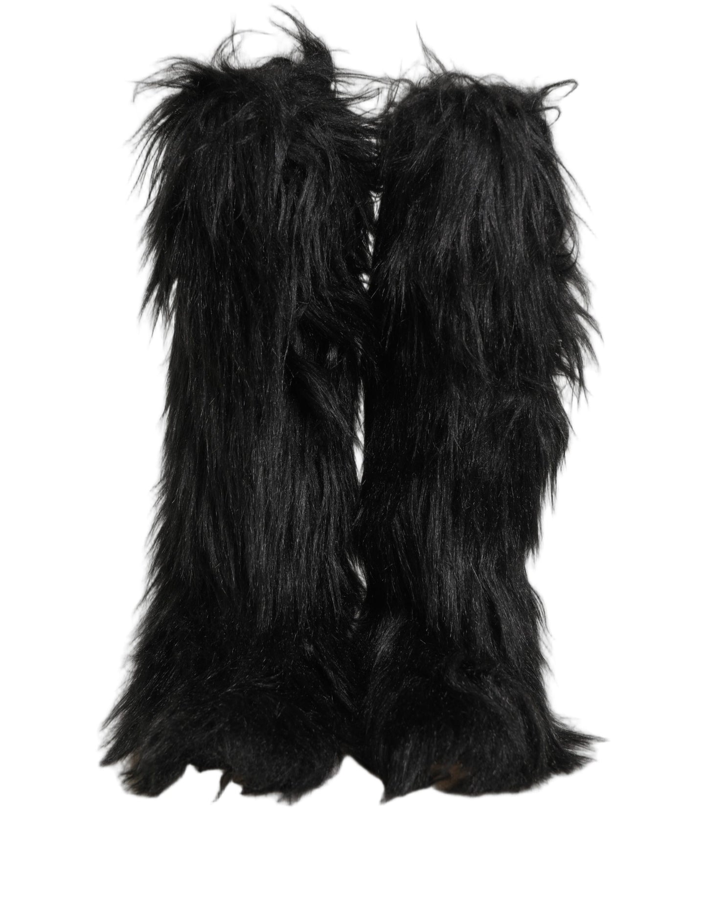 Black Faux Fur Mid Calf Winter Boots Shoes
