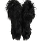 Black Faux Fur Mid Calf Winter Boots Shoes