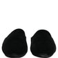 Black Suede Slides Flat Slipper Men Shoes