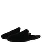 Black Suede Slides Flat Slipper Men Shoes