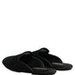 Black Suede Slides Flat Slipper Men Shoes