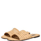 Beige Straw Raffia Slides Sandals Flats Shoes