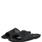 Black Straw Raffia Slides Sandals Flats Shoes