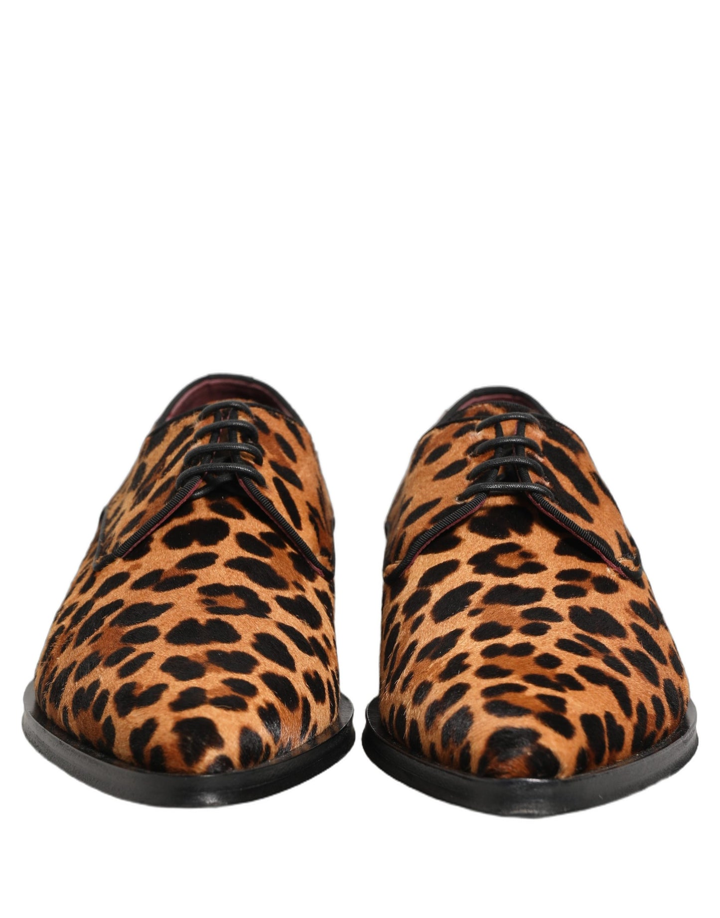 Brown Black Leopard Pony Hair Derby Shoes