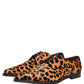 Brown Black Leopard Pony Hair Derby Shoes