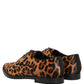 Brown Black Leopard Pony Hair Derby Shoes