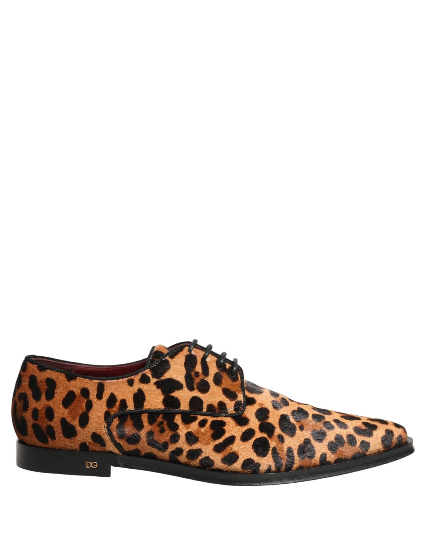 Brown Black Leopard Pony Hair Derby Shoes