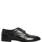 Black Embroidered Leather Derby Dress Shoes