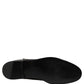 Black Leather Logo Buckle Mid Calf Boots Shoes