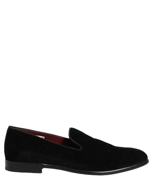 Black Velvet Cotton Loafers Formal Dress Shoes
