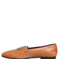 Brown Leather Crown Embellished Loafers Shoes