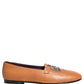 Brown Leather Crown Embellished Loafers Shoes