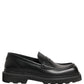 Black Calfskin Leather Men Dress Loafers Shoes