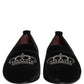 Black Crown Embellished Dress Loafers Shoes