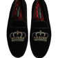 Black Crown Embellished Dress Loafers Shoes