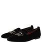 Black Crown Embellished Dress Loafers Shoes