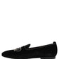 Black Crown Embellished Dress Loafers Shoes