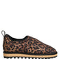 Brown Leopard Print Quilted Men Sneakers Shoes