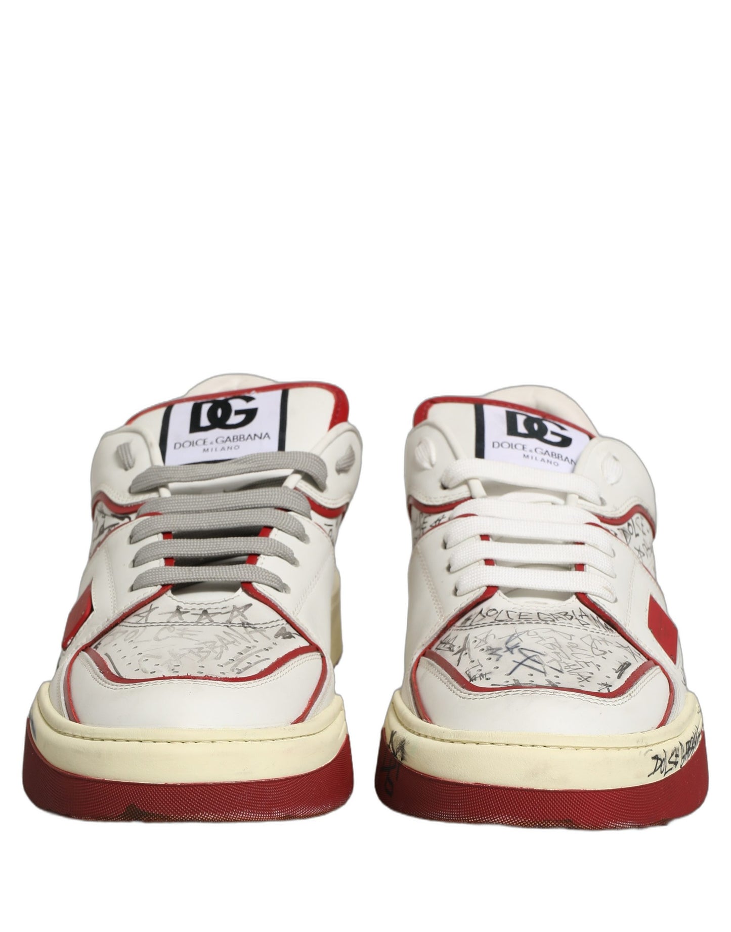 White Red New Roma Graffiti Sneakers Shoes