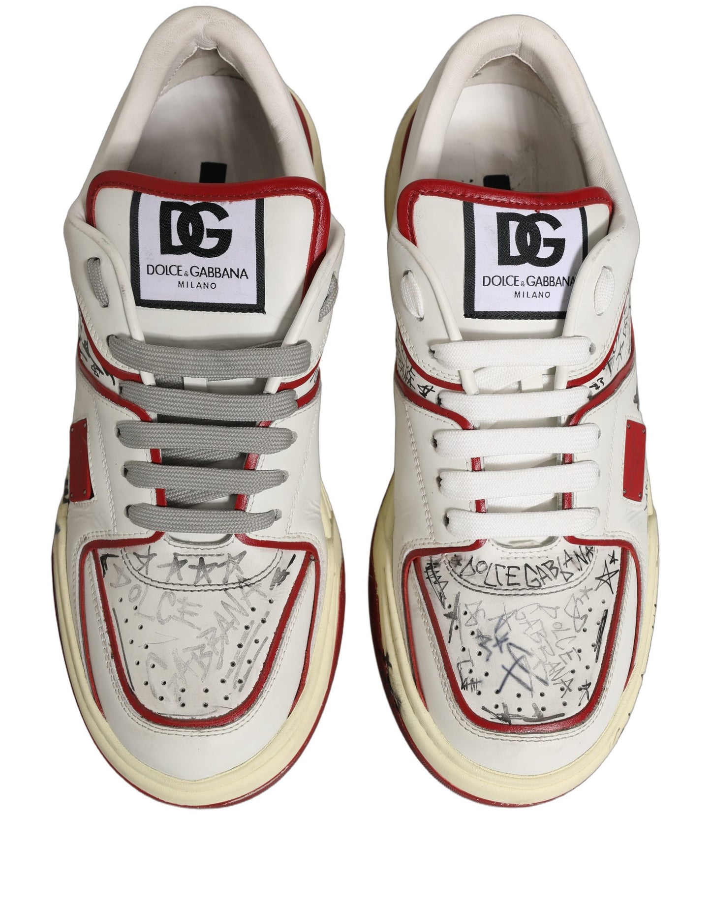 White Red New Roma Graffiti Sneakers Shoes