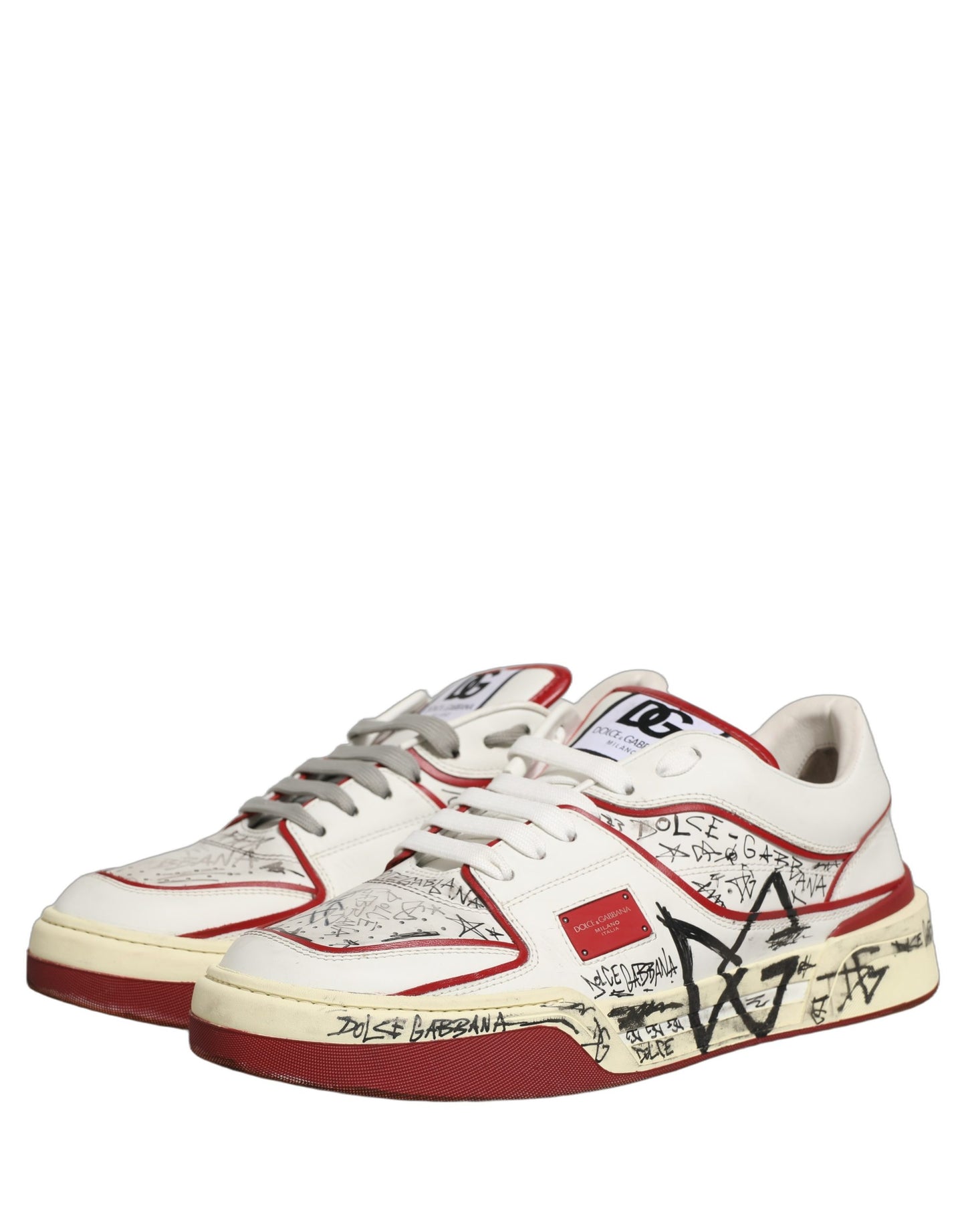 White Red New Roma Graffiti Sneakers Shoes