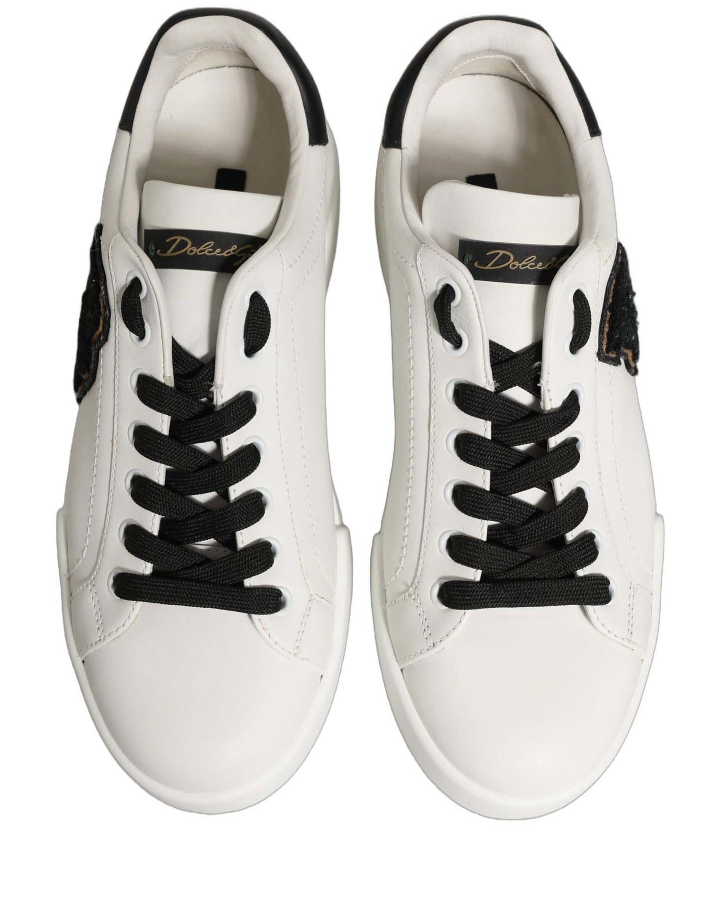 White Leather DG Logo Low Top Sneakers Shoes