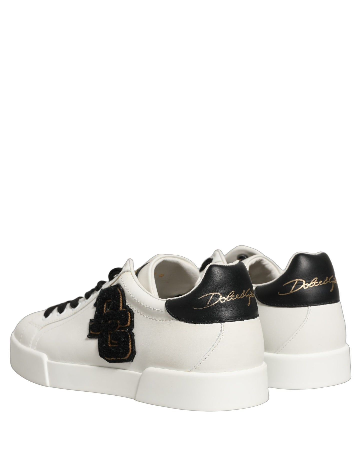 White Leather DG Logo Low Top Sneakers Shoes
