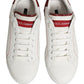White Red Leather Lace Up Sneakers Shoes