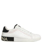 White Black Leather Lace Up Sneakers Shoes