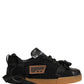 Black Leather Low Trainers Men Sneakers Shoes