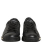 Black Leather Logo Low Top Men Sneakers Shoes