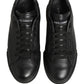 Black Leather Logo Low Top Men Sneakers Shoes