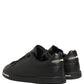Black Leather Logo Low Top Men Sneakers Shoes