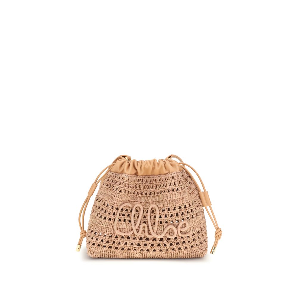Beige Raffia Shoulder Bag