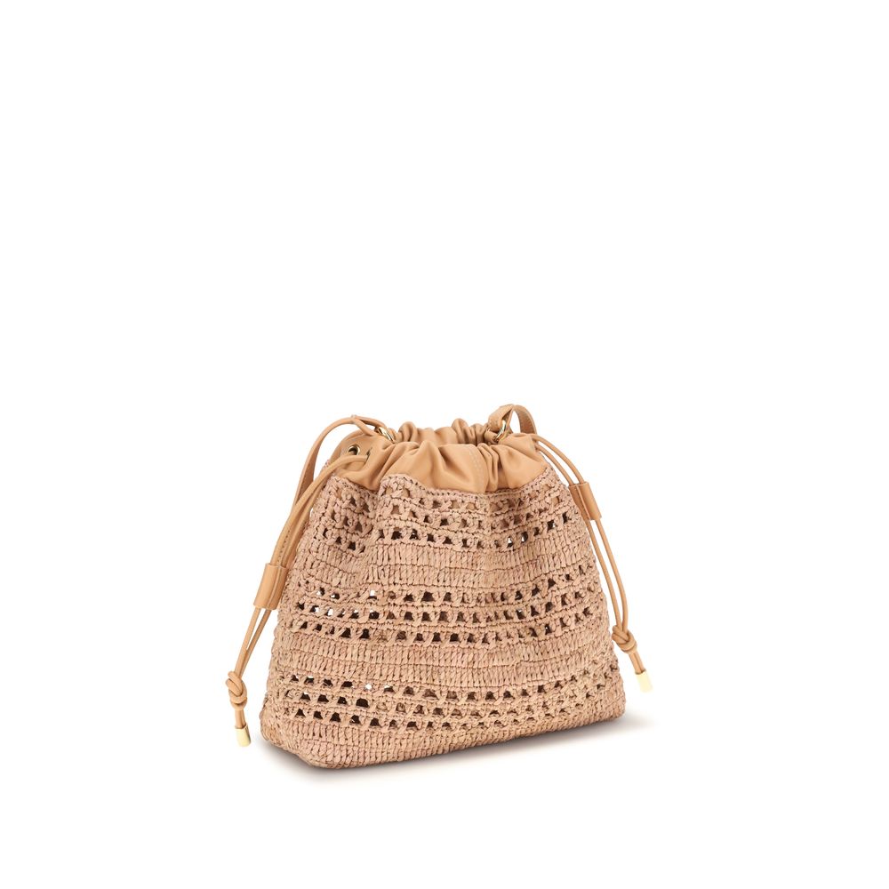Beige Raffia Shoulder Bag