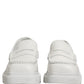 White Leather Chunky Sole Slip On Derby Shoes
