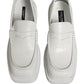 White Leather Chunky Sole Slip On Derby Shoes