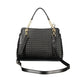 Black Polyurethane Women's Bag with Adjustable Strap