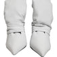 Gray Stretch Socks Heels Ankle Boots Shoes