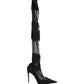 Black Over The Knee Sock Pumps Boots Shoes