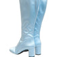 Light Blue Satin Knee High Boots Shoes