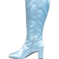 Light Blue Satin Knee High Boots Shoes