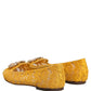 Yellow Taormina Lace Crystals Flats Shoes