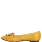 Yellow Taormina Lace Crystals Flats Shoes