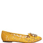 Yellow Taormina Lace Crystals Flats Shoes
