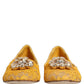 Yellow Taormina Lace Crystals Flats Shoes