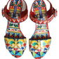 Multicolor Majolica Leather Wedge Sandals Shoes