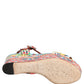 Multicolor Majolica Leather Wedge Sandals Shoes