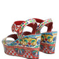 Multicolor Majolica Leather Wedge Sandals Shoes