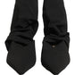 Black Stretch Socks Heels Ankle Boots Shoes
